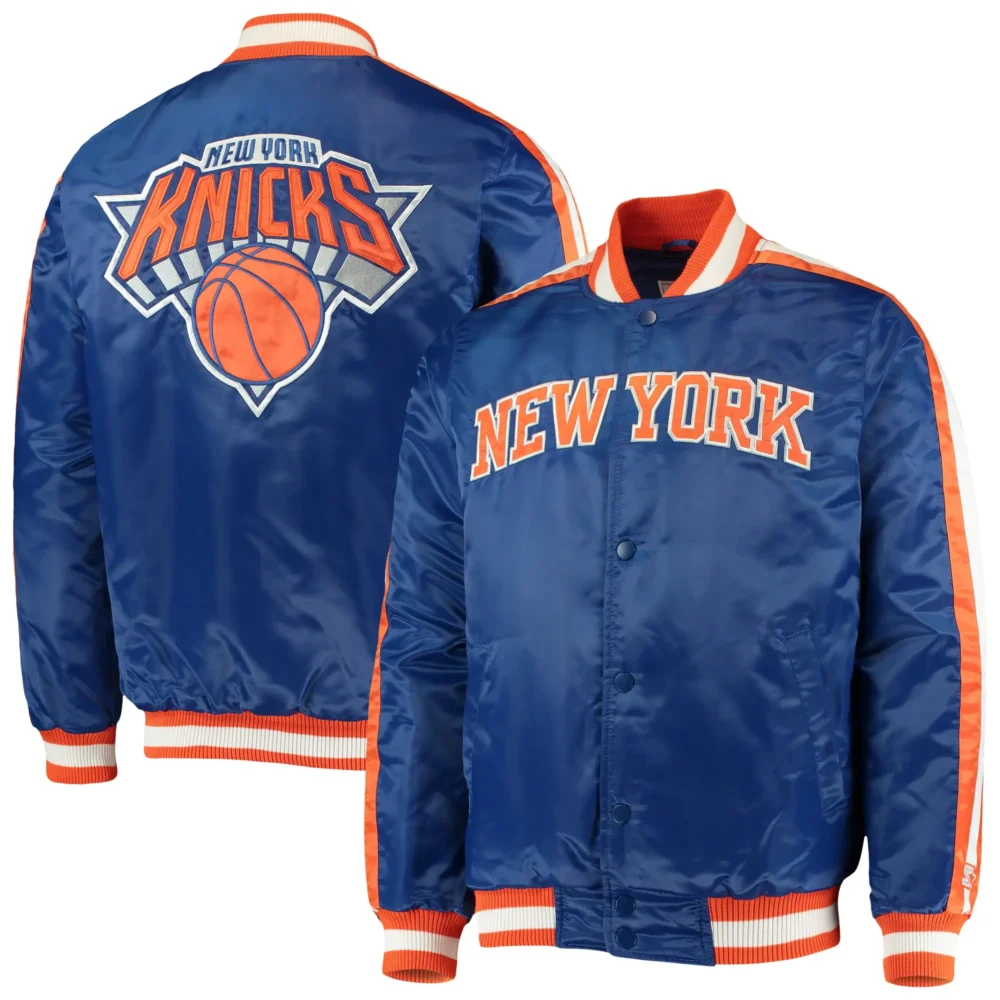 New York Knicks Varsity Satin Blue Jacket