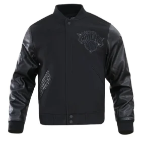 New York Knicks Wool & Leather Black Varsity Jacket