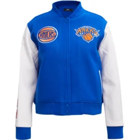 New York Knicks Logo Blue & White Varsity Jacket