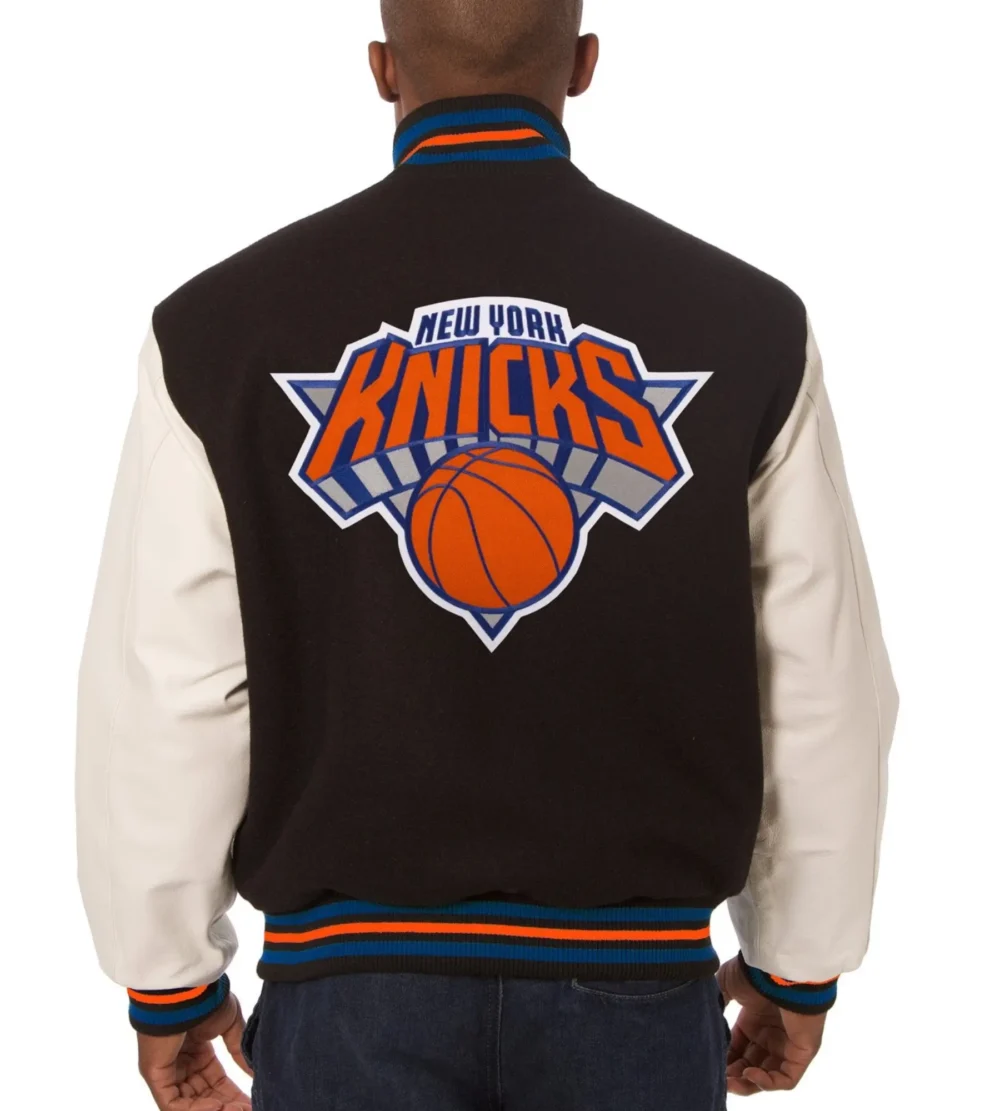 New York Knicks Wool and Leather Varsity Jacket