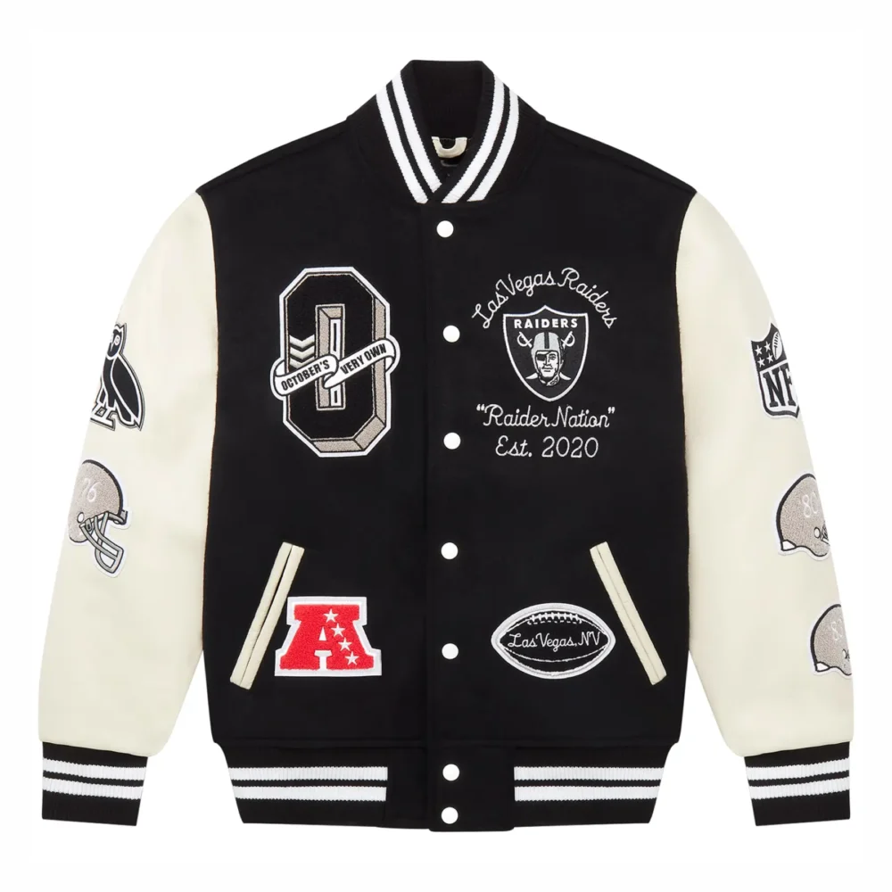 OVO x NFL Las Vegas Raiders Black Varsity Jacket