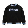 Orlando Magic Black Satin Varsity White Jacket