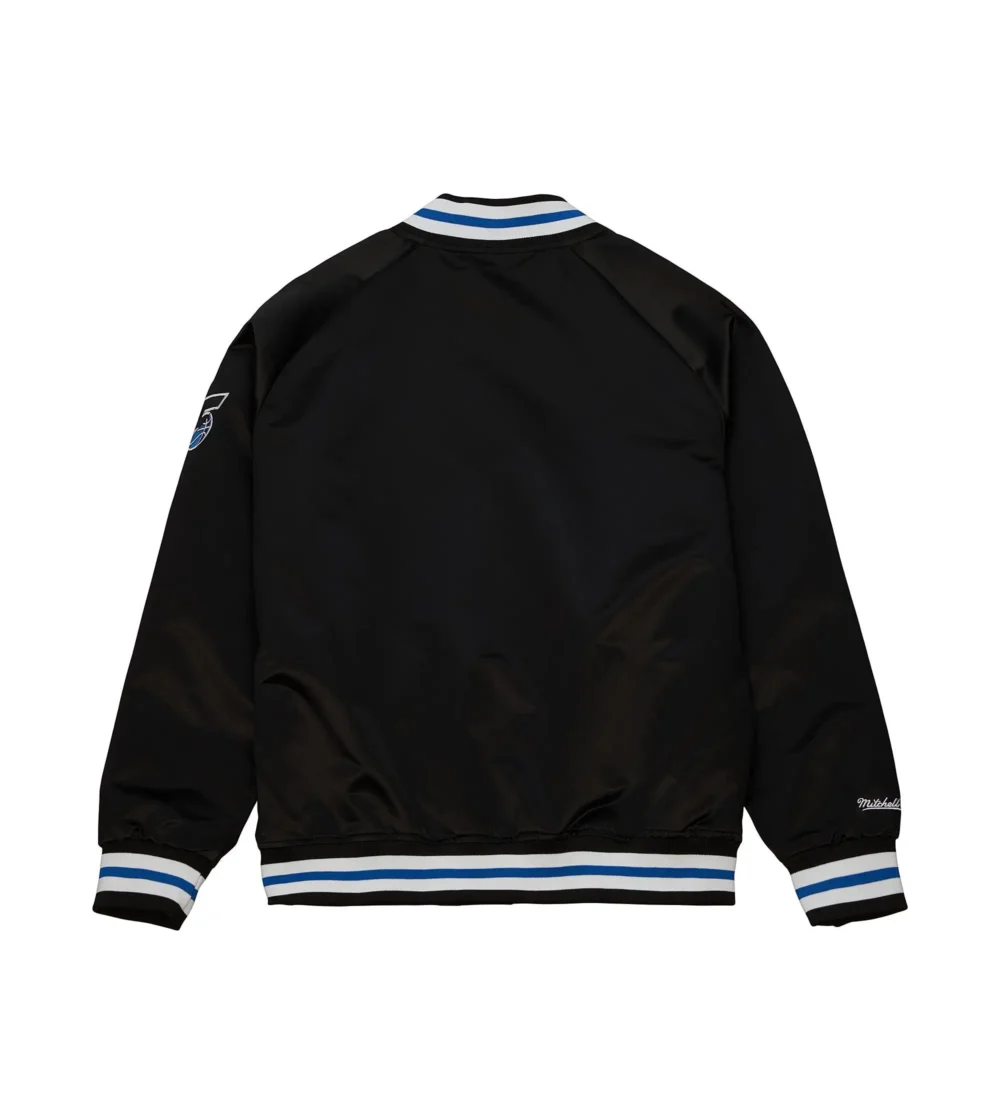 Orlando Magic Black Satin Varsity White Jacket