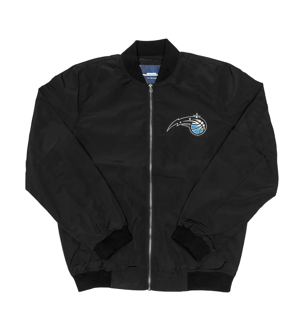 Orlando Magic Team Logo Black Satin Varsity Jacket