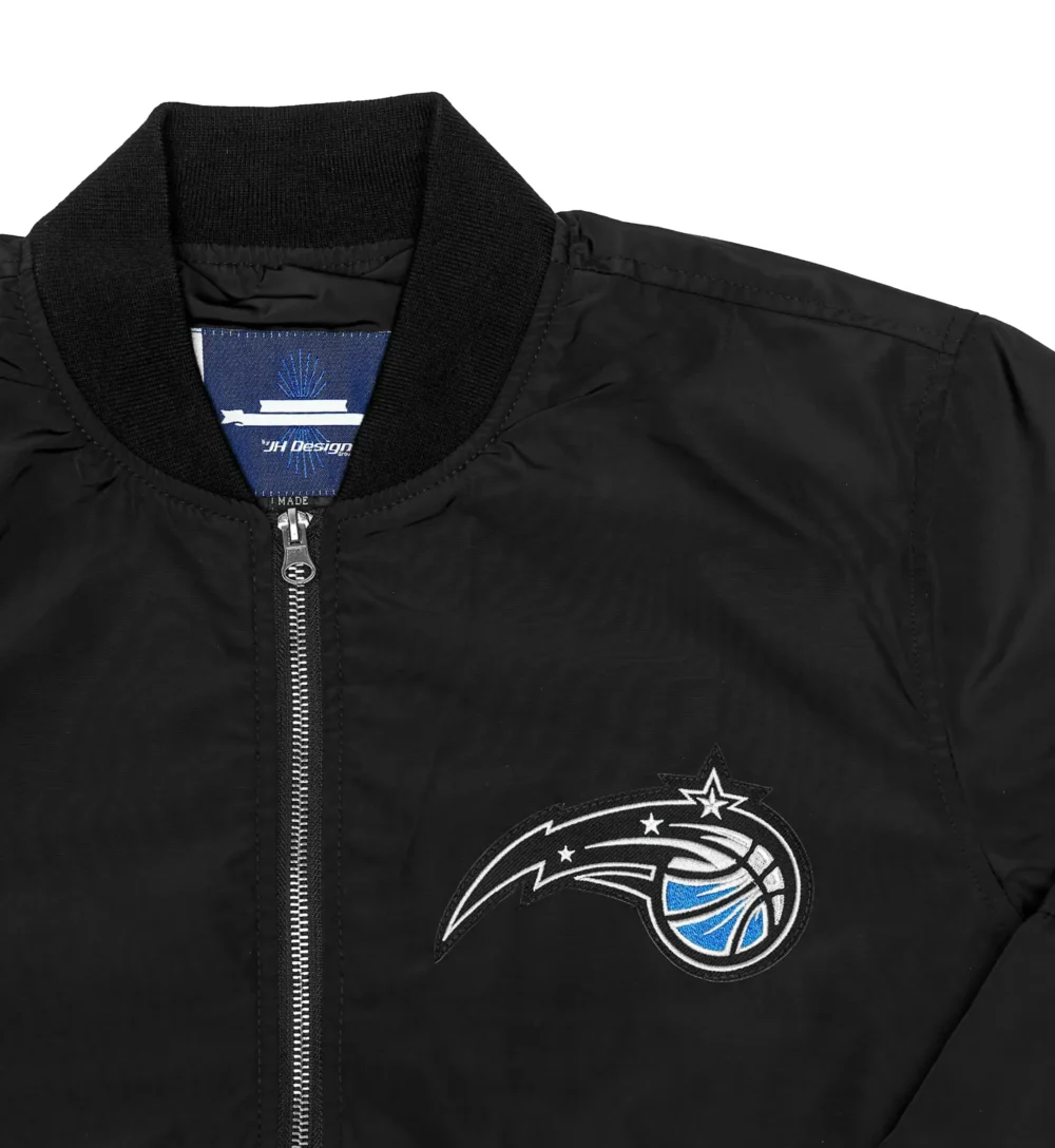 Orlando Magic Team Logo Black Satin Varsity Jacket