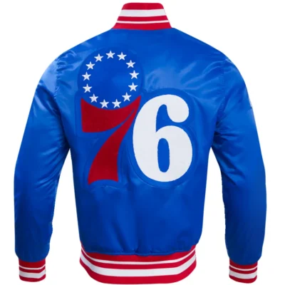 Philadelphia 76ers Classic Rib Satin Varsity Jacket