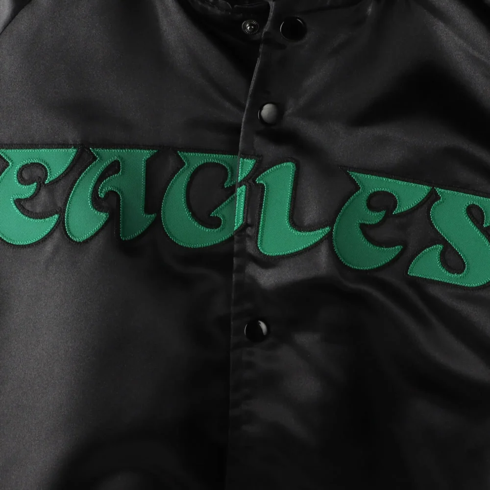 Philadelphia Eagles Full-Button Satin Black Varsity Jacket