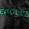 Philadelphia Eagles Full-Button Satin Black Varsity Jacket