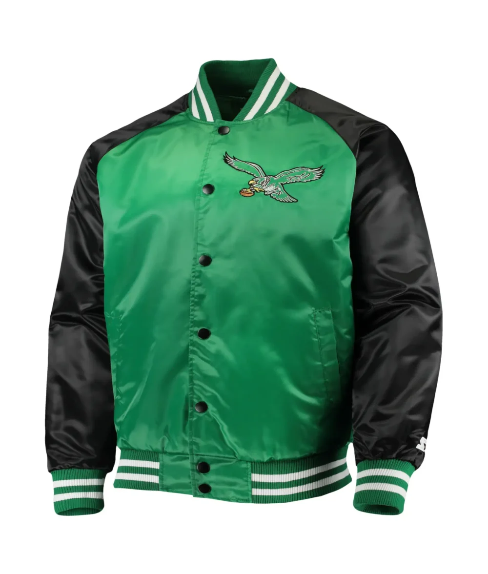 Philadelphia Eagles Lead Off Starter Satin Varsity Jacket