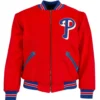 Philadelphia Phillies Authentic Red Wool Varsity Jacket