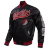 Portland Trail Blazers Satin Black Varsity Jacket