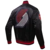 Portland Trail Blazers Satin Black Varsity Jacket