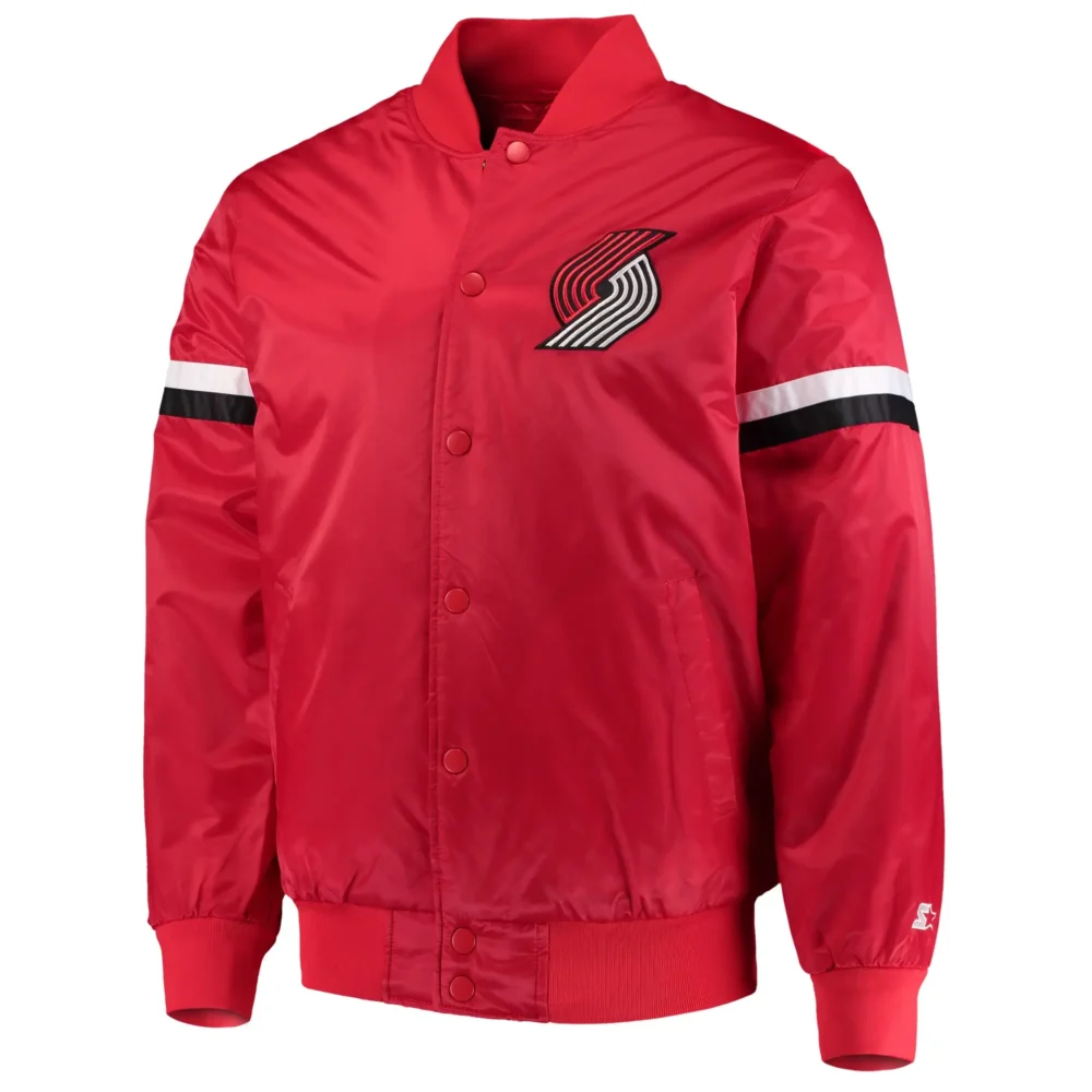 Portland Trail Blazers Red Varsity Satin Jacket