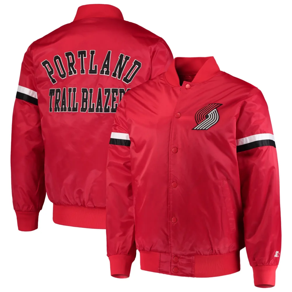 Portland Trail Blazers Red Varsity Satin Jacket