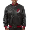 Portland Trail Blazers Black leather Varsity Jacket