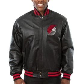 Portland Trail Blazers Black leather Varsity Jacket