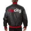 Portland Trail Blazers Black leather Varsity Jacket