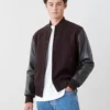 Roots Classic Brown Wool & Leather Varsity Jacket