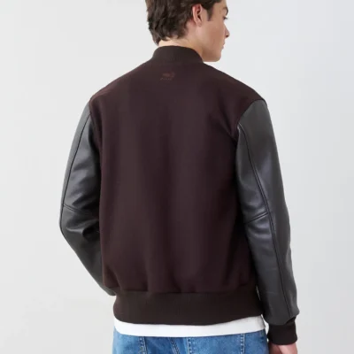 Roots Classic Brown Wool & Leather Varsity Jacket