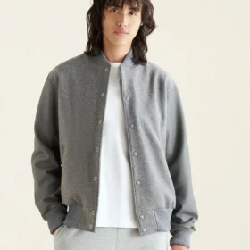 Root Classic Grey Wool & Leather Varsity Jacket