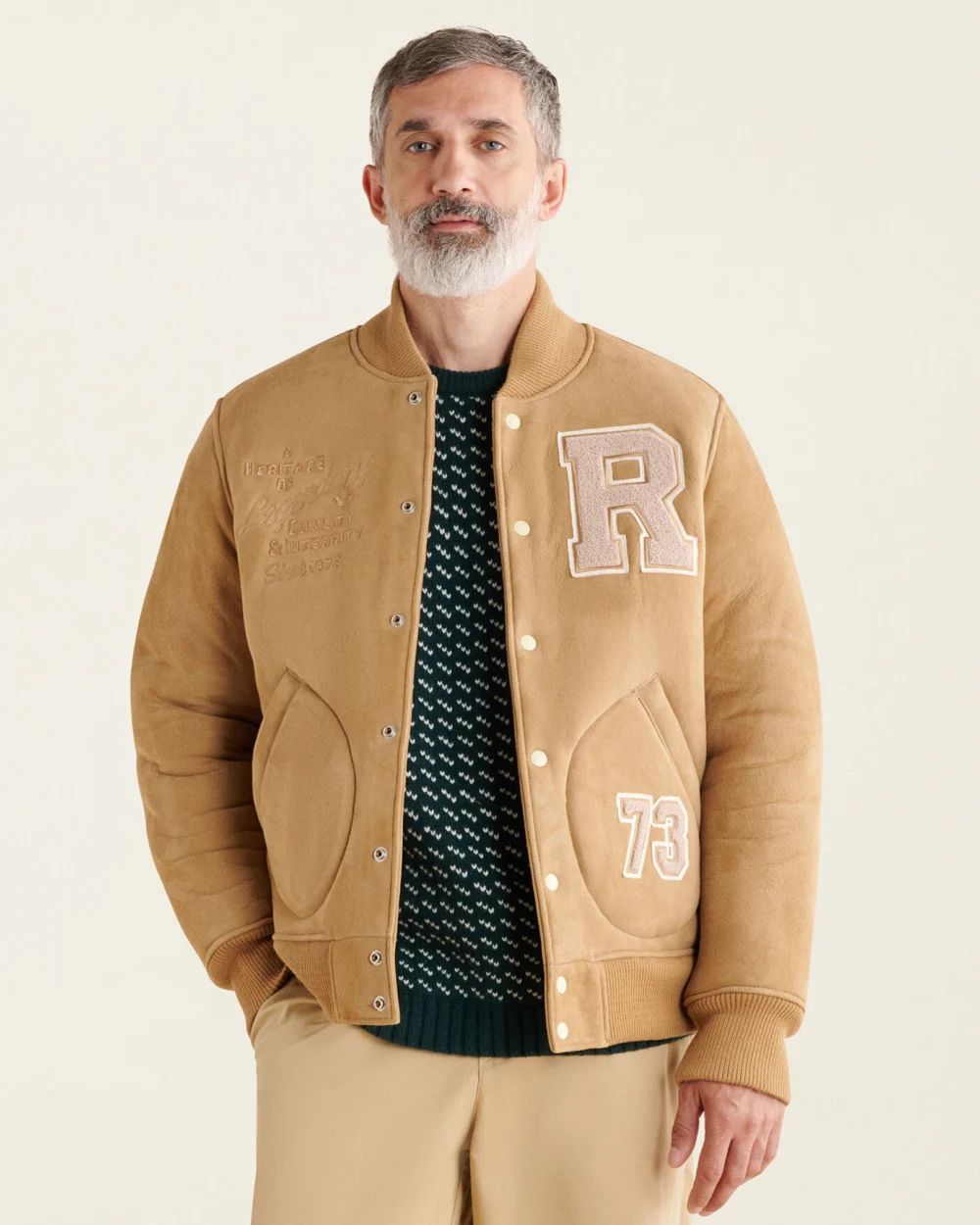 Roots Shearling Camel Varsity Jacket