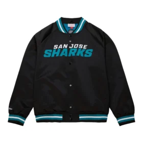 San Jose Sharks Current Logo Black Varsity Jacket