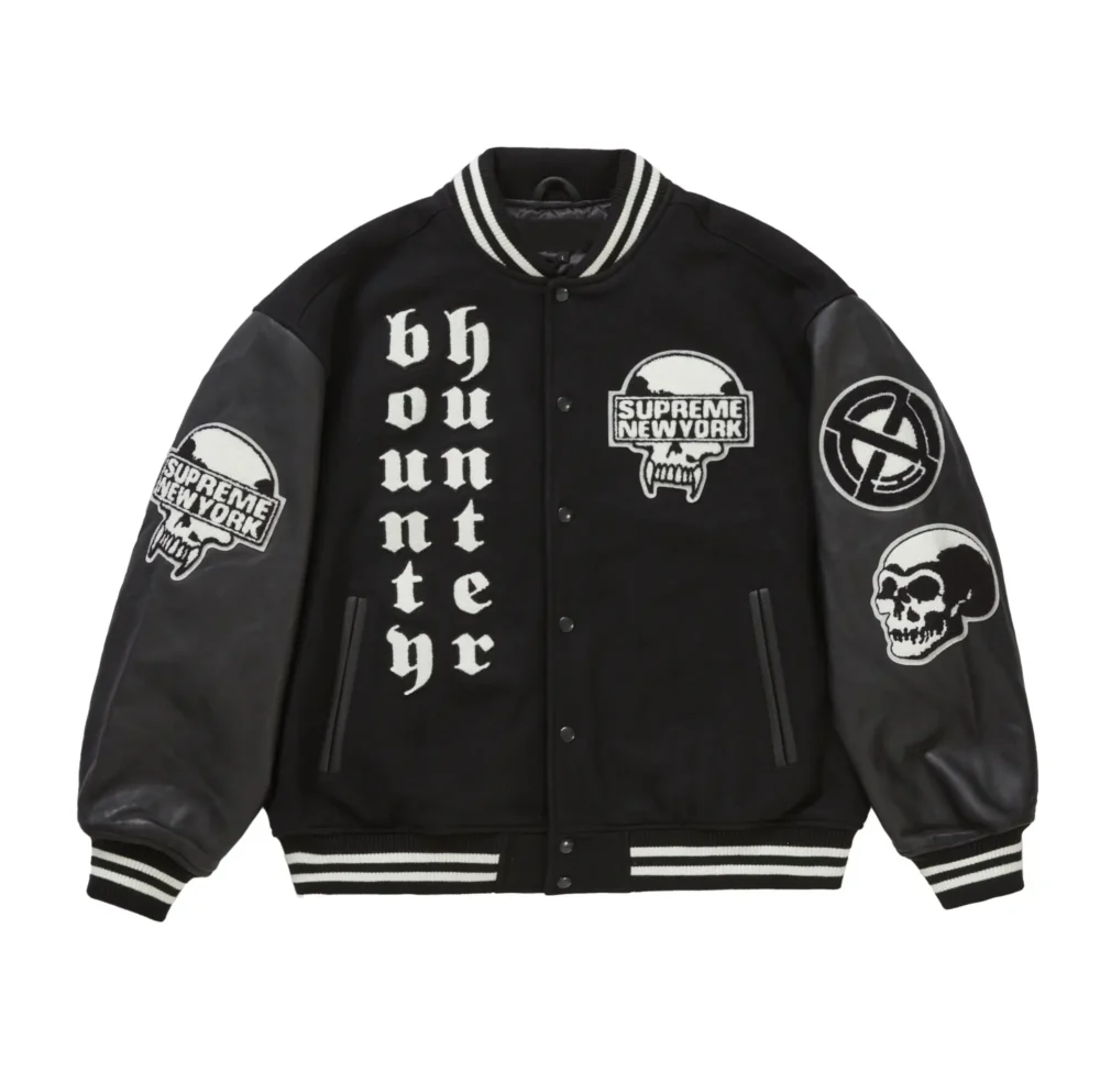 Supreme Bounty Hunter Black Wool & Leather Varsity Jacket