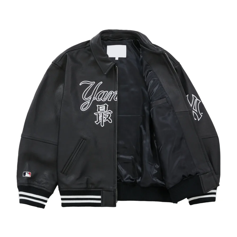 Supreme New York Yankees Kanji Black Leather Jacket