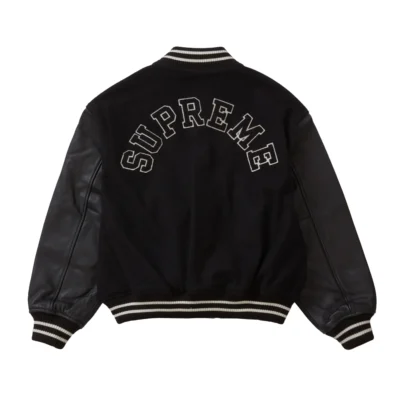 Supreme Tiger Black Wool & Leather Varsity Jacket