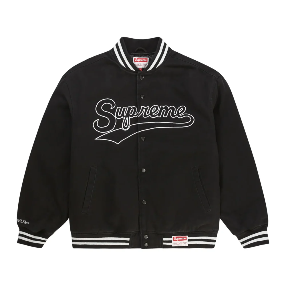 Supreme X Mitchell & Ness Doughboy Twill Black Varsity Jacket