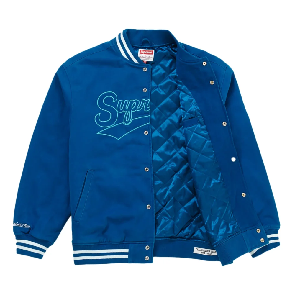 Supreme X Mitchell & Ness Doughboy Twill Blue Varsity Jacket