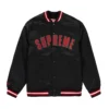 Supreme X Mitchell & Ness Satin Black Varsity Jacket