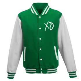 The Weeknd XO Green & White Wool Varsity Jacket