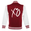 The Weeknd XO Red & White Wool Varsity Jacket