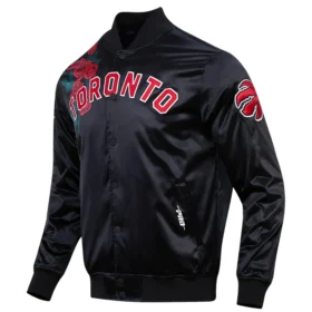 Toronto Raptors Pro Standard Black Roses Satin Varsity Jacket