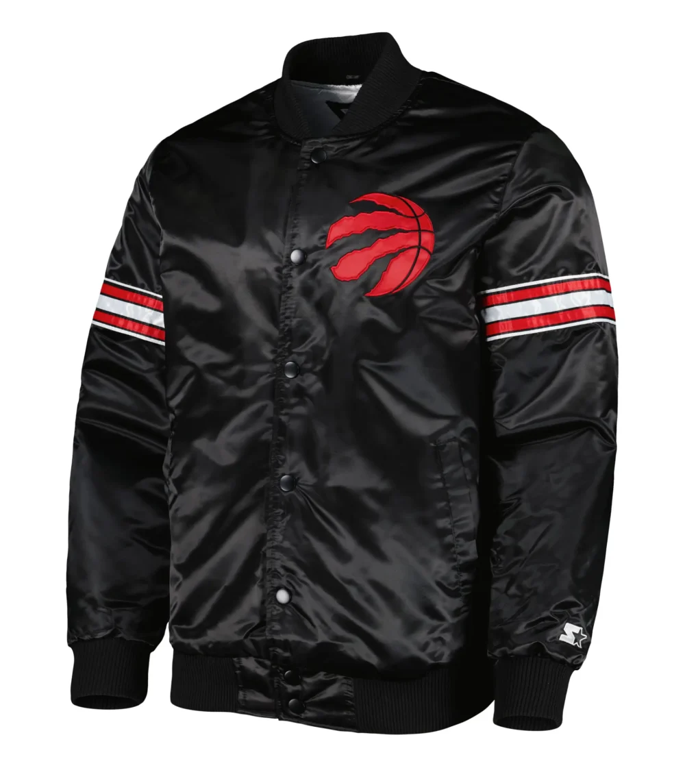 Toronto Raptors Starter Pick & Roll Black Satin Varsity Jacket