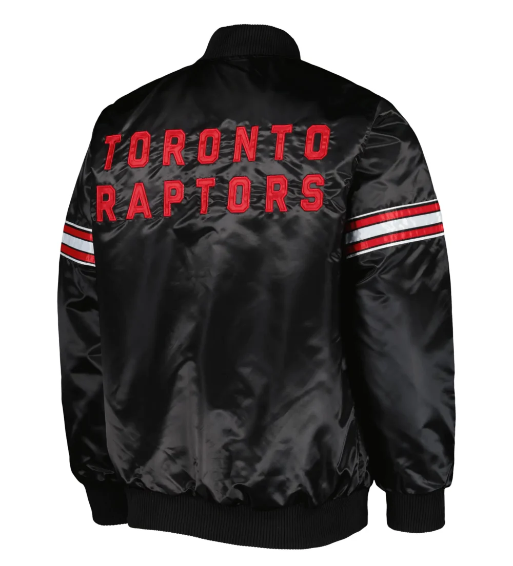 Toronto Raptors Starter Pick & Roll Black Satin Varsity Jacket