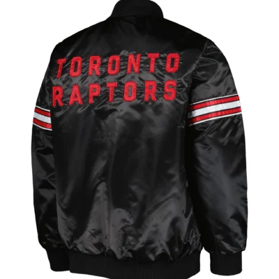 Toronto Raptors Starter Pick & Roll Black Satin Varsity Jacket