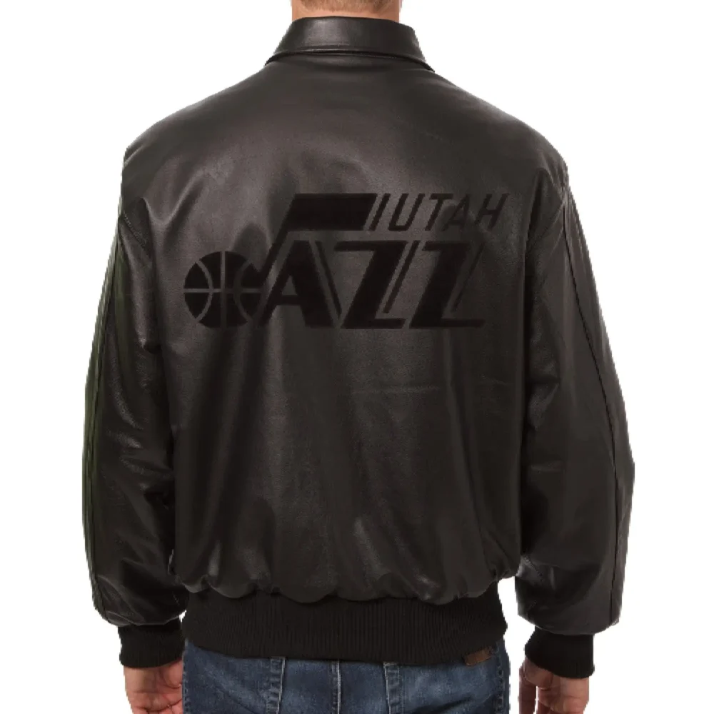 Utah Jazz Bomber Varsity Leather Jacket