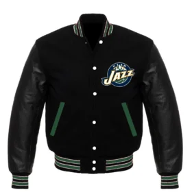 Utah Jazz Letterman Wool and Leather Varsity Jacket