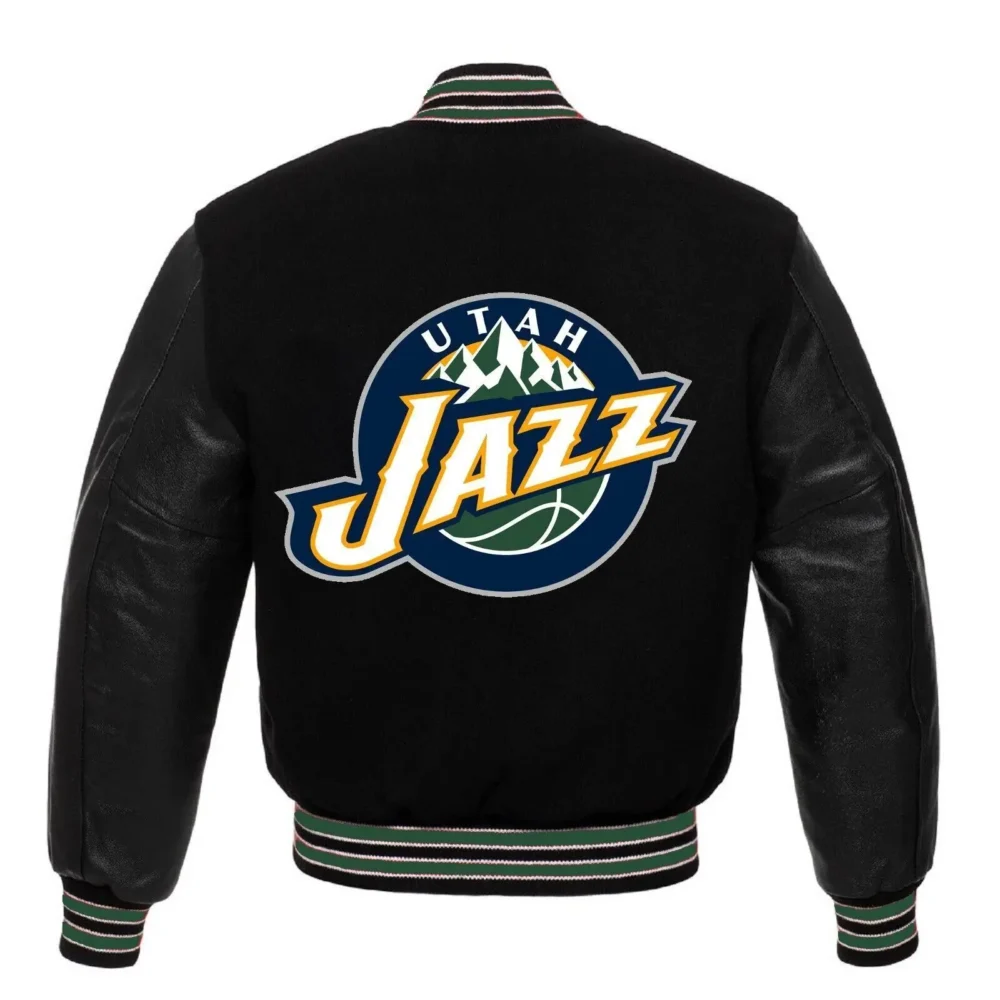 Utah Jazz Letterman Wool and Leather Varsity Jacket