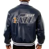 Utah Jazz Navy Leather Varsity Jacket