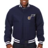 Utah Jazz Navy Wool Varsity Jacket Closure