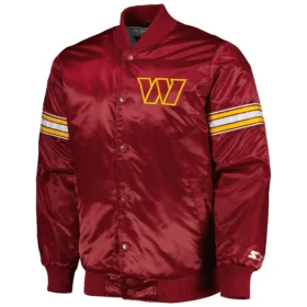 Washington Commanders Maroon Satin Varsity Jacket