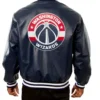 Washington Wizards Navy Blue Leather Varsity Jacket