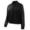 Women´s Brooklyn Nets Triple Black Wool Varsity Jacket