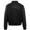 Women´s Brooklyn Nets Triple Black Wool Varsity Jacket