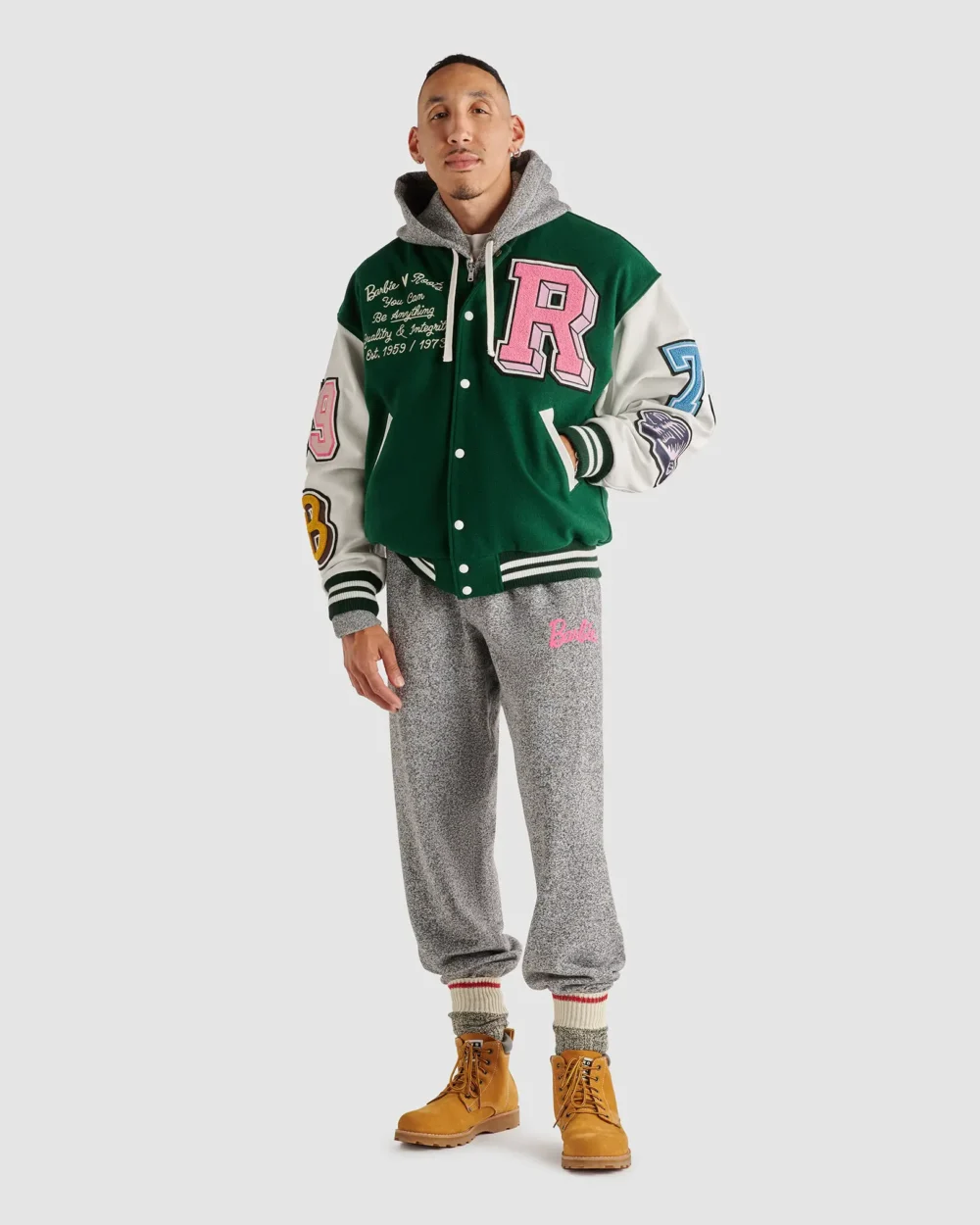 X Roots Green/White Wool & Leather Varsity Jacket