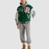 X Roots Green/White Wool & Leather Varsity Jacket