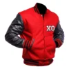 XO Casual Baseball Red/Black Wool & Leather Varsity Jacket